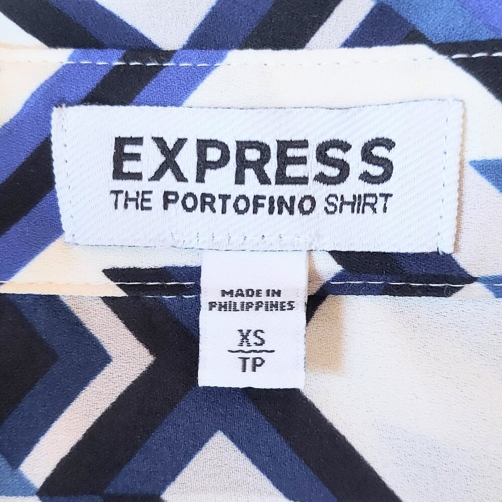 Express Portofino Geometric Print Button Down Shirt Size XS - Picture 10 of 11
